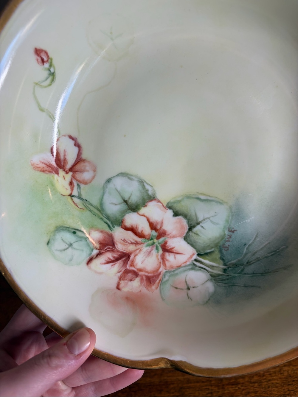 Antique J&C Louise Bavaria Hand Painted Porcelain Bowl Scalloped Gold Trim - Picture 2 of 11